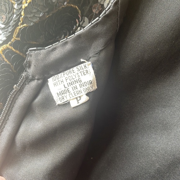 VINTAGE RARE SWEE LO 80s Christmas NYE 100% Silk Beaded Sequined Party Dress - Picture 9 of 16